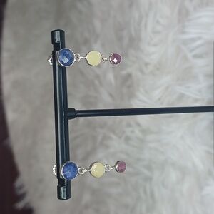 Jay King Multicolor Sapphire Sterling Silver Dangling Earrings NIB